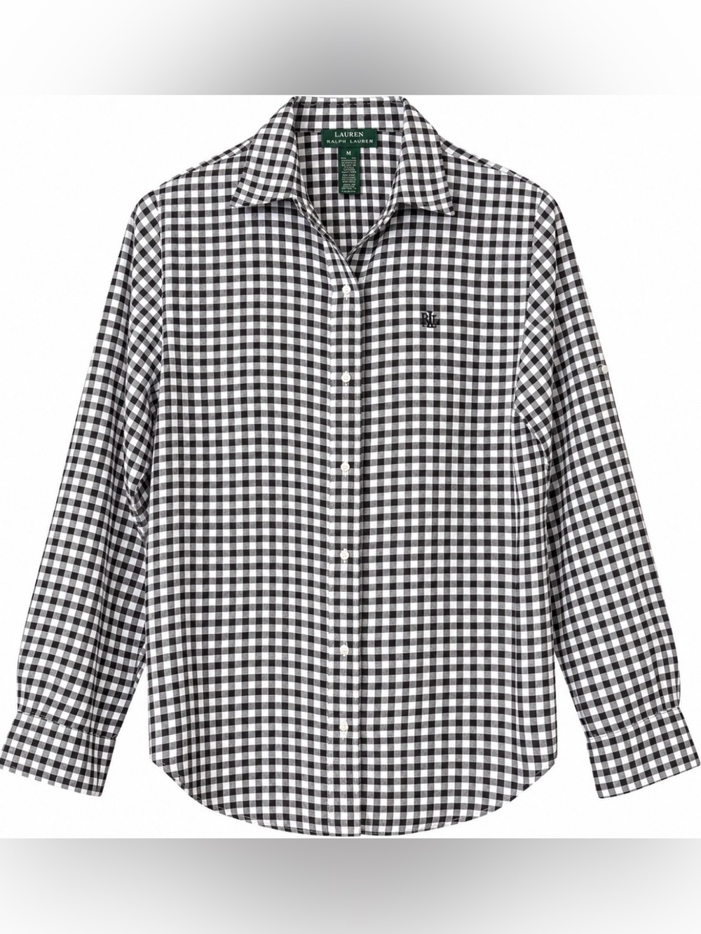 Lauren Ralph Lauren Gingham Check 100% Linen Snap Shirt Medium